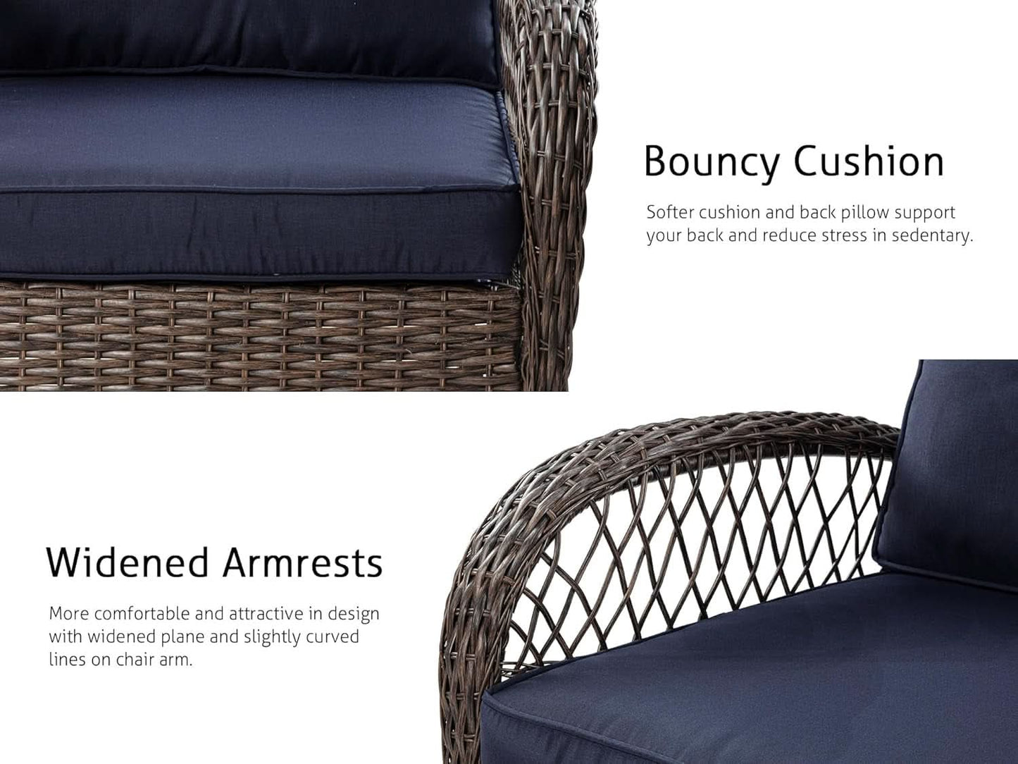 Outdoor Wicker Swivel Glider Rocker Patio Furniture Set-3