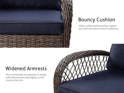 Outdoor Wicker Swivel Glider Rocker Patio Furniture Set-3