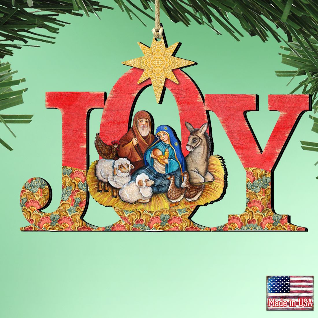 Joy Nativity Wooden Ornaments by G. DeBrekht - Nativity Holiday Decor - 8121454-1