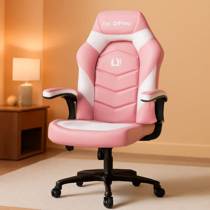 Pink Ergonomic Gaming Chair With Adjustable Lumbar Support-0