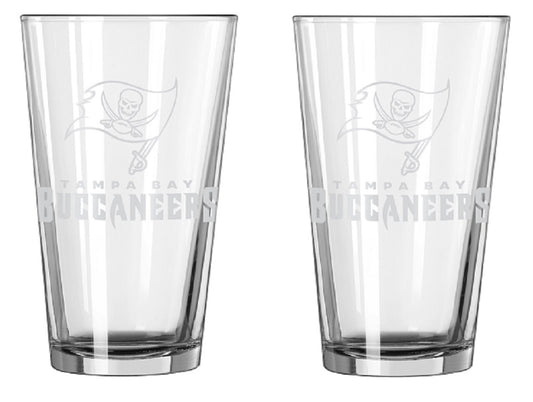 Tampa Bay Buccaneers Glass Pint Frost Design 2 Piece Set