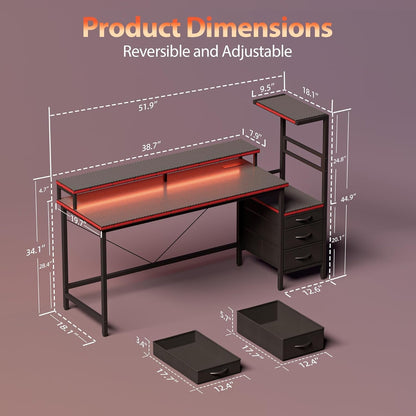Multifunctional Gaming Desk With Integrated LED Lighting