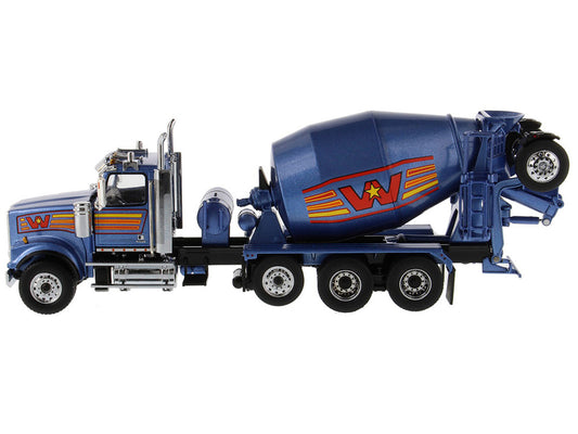 Western Star 4900 with Bridgemaster McNeilus Mixer Blue Metallic "Transport Series" 1/50 Diecast Model by Diecast Masters-0
