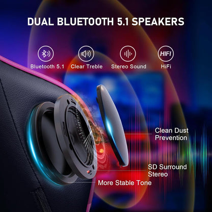 Ergonomic Gaming Chair With Bluetooth Speakers And Footrest-3