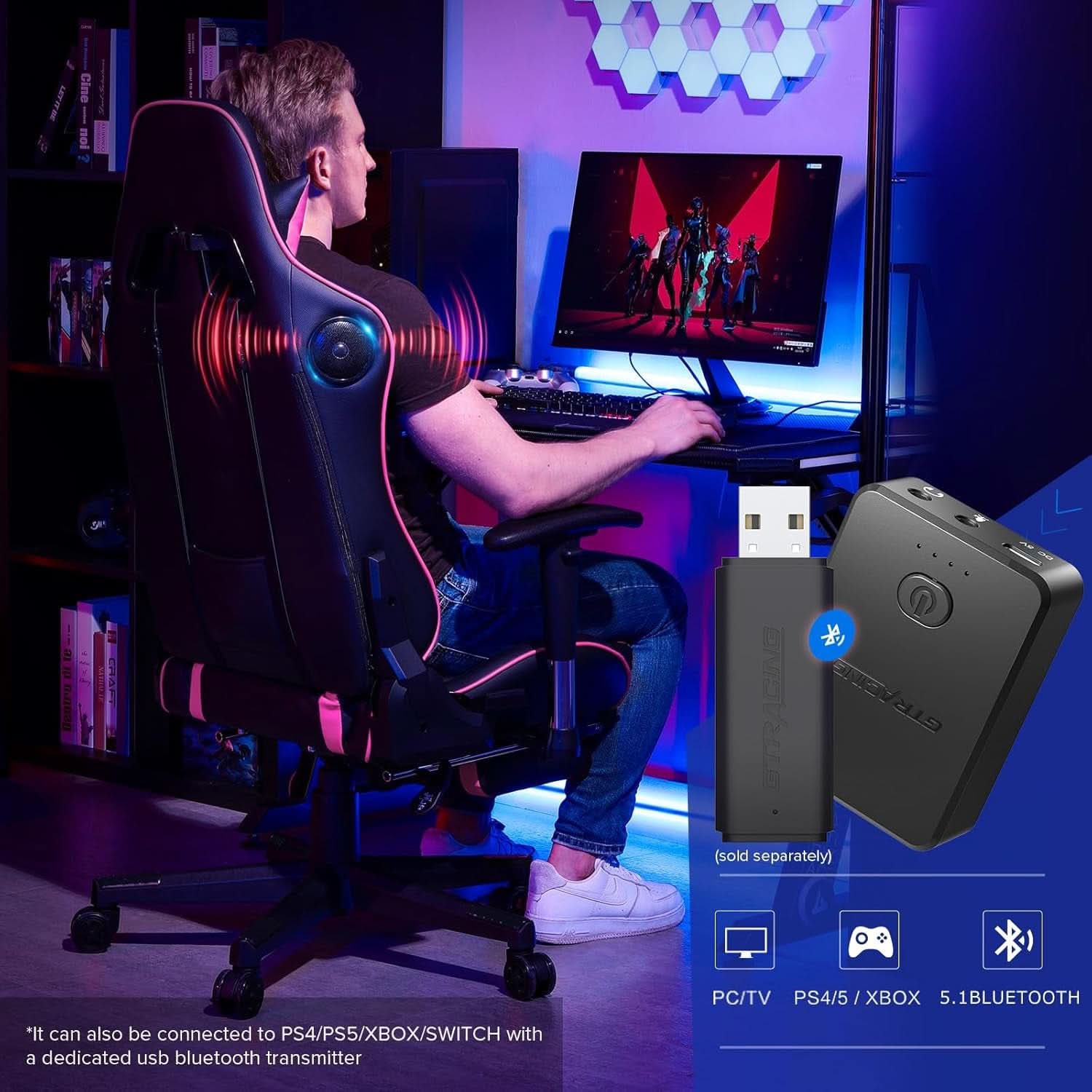 Ergonomic Gaming Chair With Bluetooth Speakers And Footrest-4