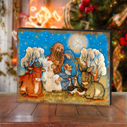 Nostalgic Nativity Wooden Wall Art by G. DeBrekht - Nativity Holiday Decor - 8673852B-3
