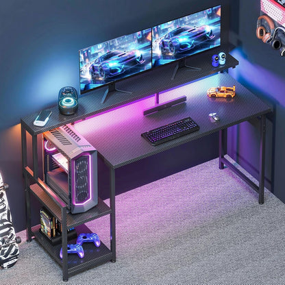 55 Inch Gaming Desk With LED Lights