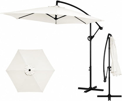 9ft Offset Cantilever Patio Umbrella with Tilt – Weatherproof Outdoor Shade Umbrella for Backyard, Deck & Garden