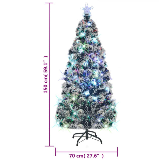 vidaXL Pre-lit Christmas Tree Xmas Tree Decoration Green and White Fiber Optic-0