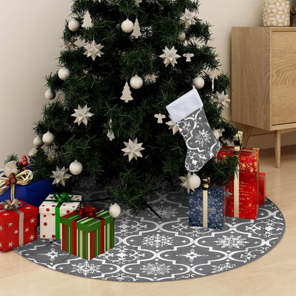 vidaXL Christmas Tree Skirt Artificial Xmas Tree Mat with Sock Luxury Fabric-10