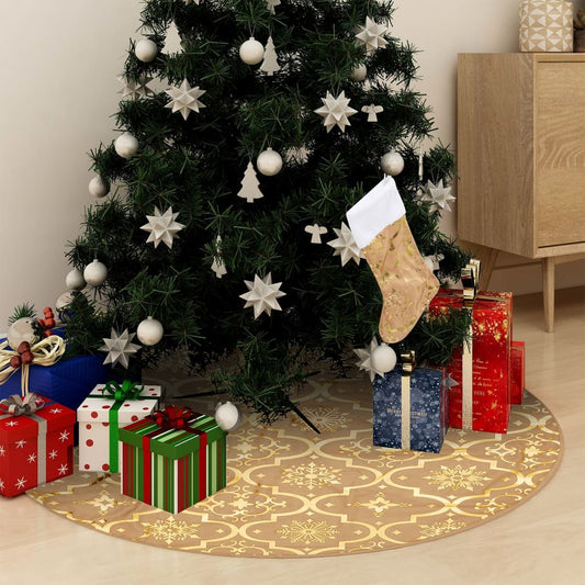 vidaXL Christmas Tree Skirt Artificial Xmas Tree Mat with Sock Luxury Fabric-0