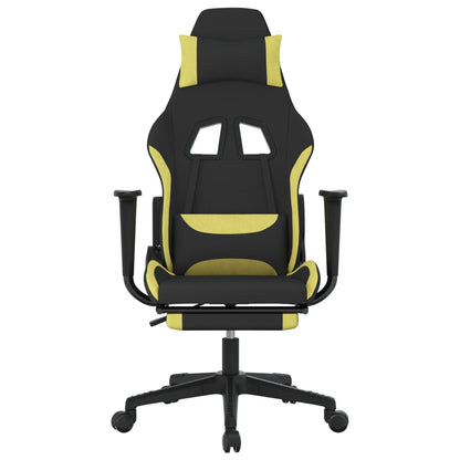 vidaXL Gaming Chair with Footrest Black and Light Green Fabric-1