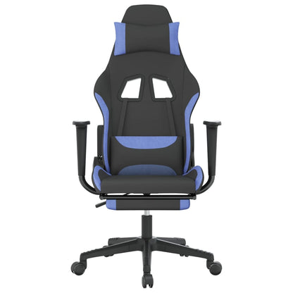 vidaXL Gaming Chair with Footrest Black and Blue Fabric-1