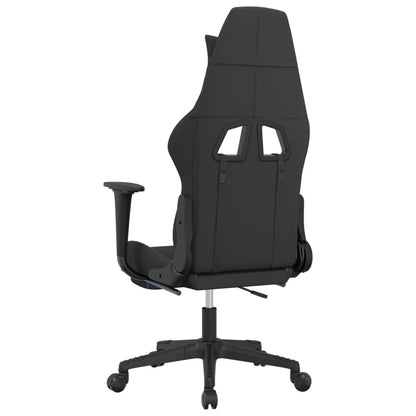 vidaXL Gaming Chair with Footrest Black and Blue Fabric-3