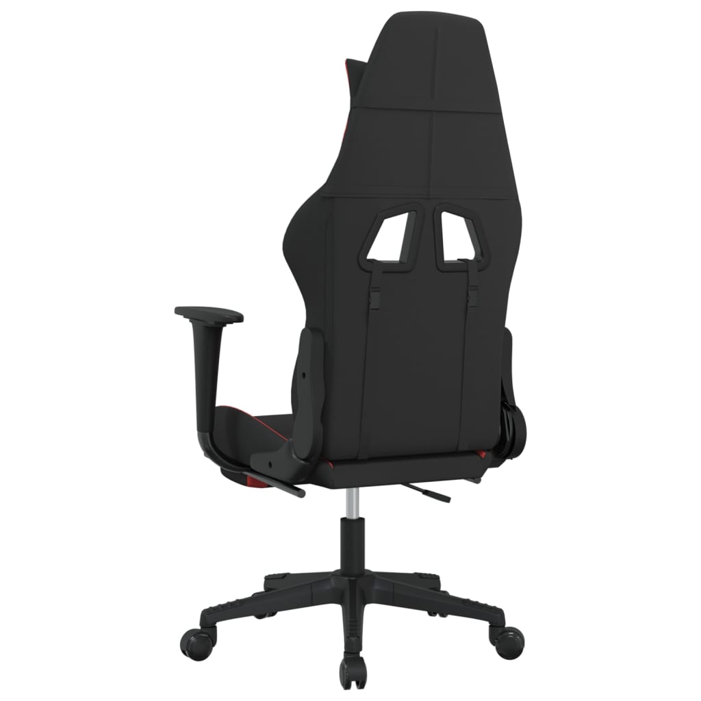 vidaXL Gaming Chair with Footrest Black and Red Fabric-3