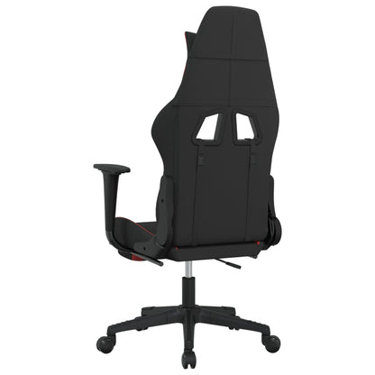 vidaXL Gaming Chair with Footrest Black and Red Fabric-3