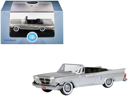 1961 Chrysler 300G Convertible Sheffield Silver Metallic 1/87 (HO) Scale Diecast Model Car by Oxford Diecast-0
