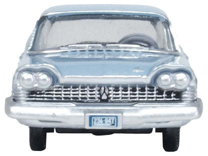 1959 Plymouth Savoy Sedan Powder Blue 1/87 (HO) Scale Diecast Model Car by Oxford Diecast-1
