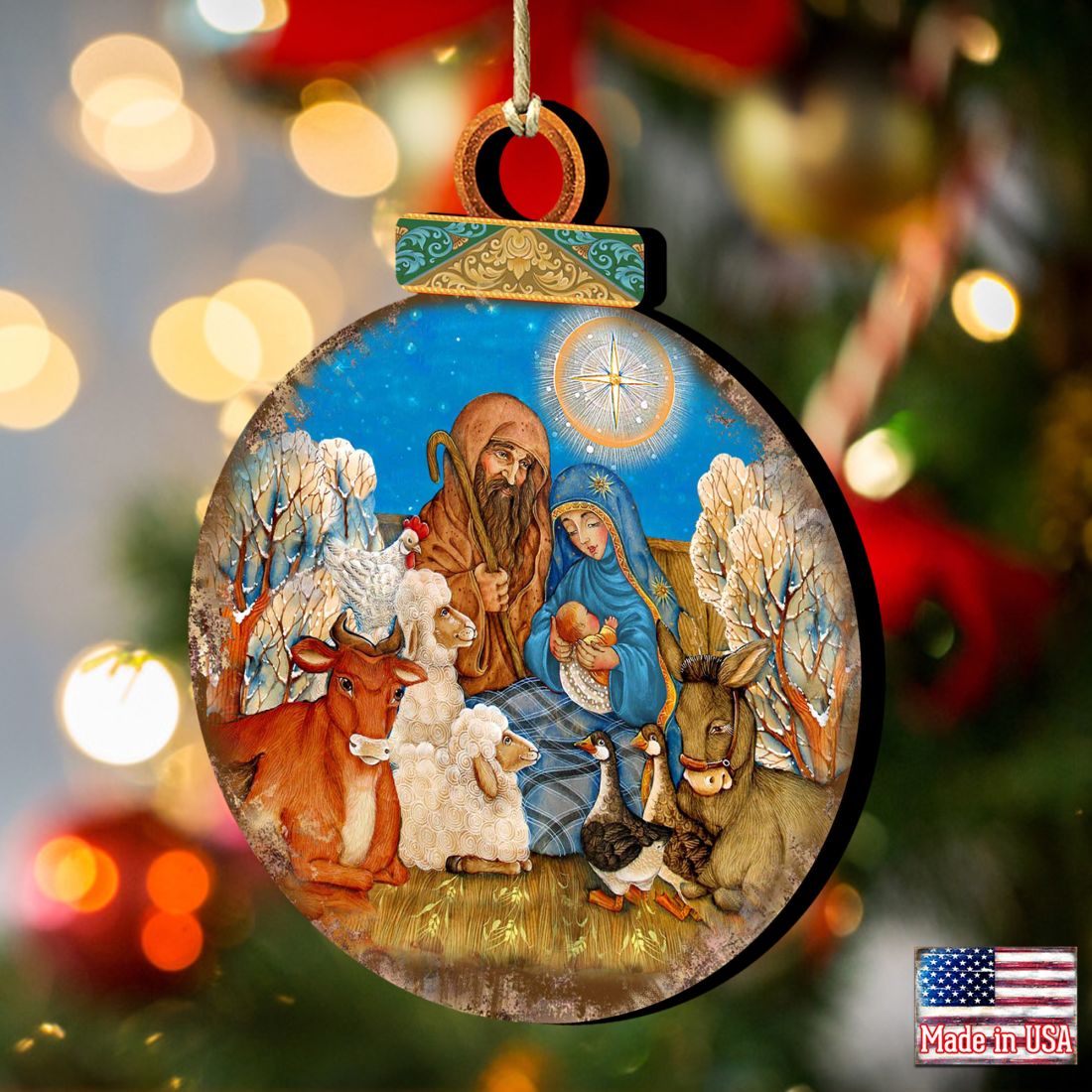 Nativity Ball Wooden Ornaments by Gelsinger - Nativity Holiday Decor - 8023852-2