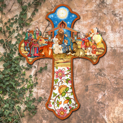 Nativity Cross Outdoor Decor by G. DeBrekht - Nativity Holiday Decor - 8191164F-2