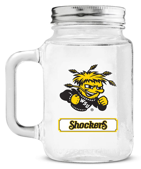 Wichita State Shockers Mason Jar Glass With Lid