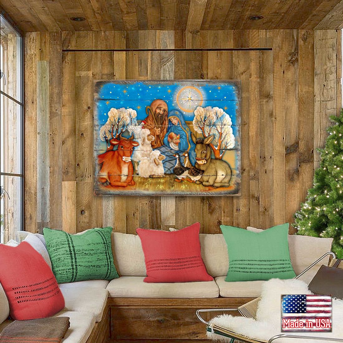 Nostalgic Nativity Wooden Wall Art by G. DeBrekht - Nativity Holiday Decor - 8673852B-4