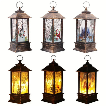 Set of 3 Christmas Lantern Lights - Santa Claus, Snowman, Reindeer Decorations-4
