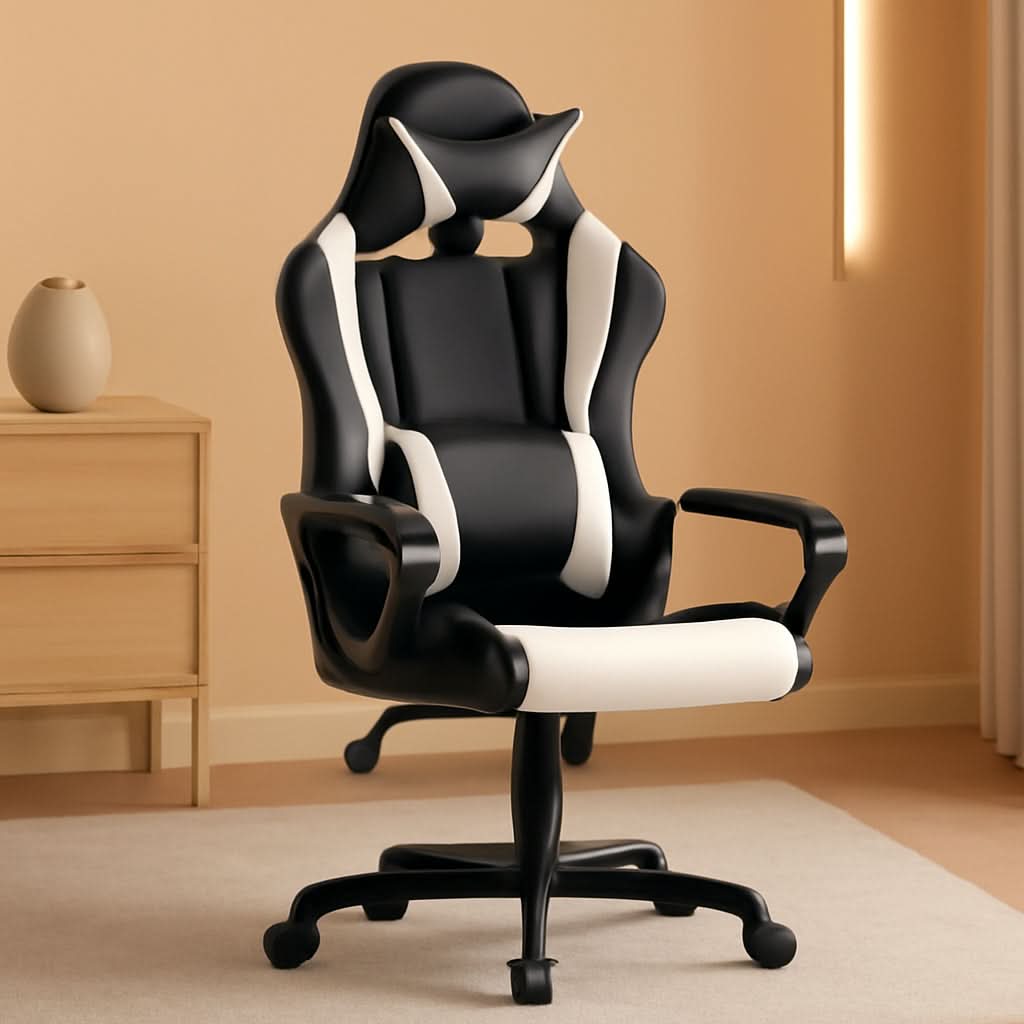 Ergonomic Gaming Chair White With Lumbar Support High Back-0