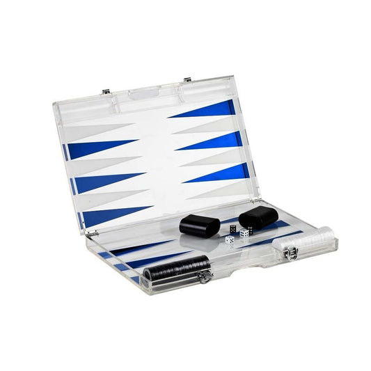 Premium 14-Inch Lucite Backgammon Set - Elegant Design for Timeless Enjoyment-0