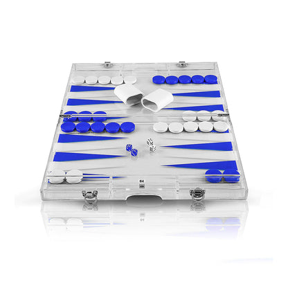 Premium 14-Inch Lucite Backgammon Set - Elegant Design for Timeless Enjoyment-1
