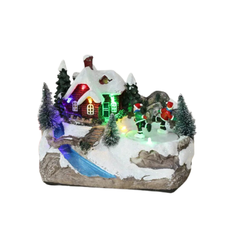 Rotating LED Christmas House Decoration with Music-0