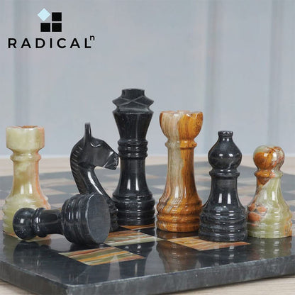 Black And Multi Green 15 Inches Premium Quality Marble Chess Set-2