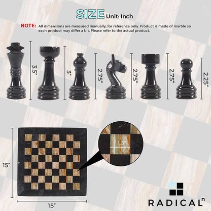 Black And Multi Green 15 Inches Premium Quality Marble Chess Set-4