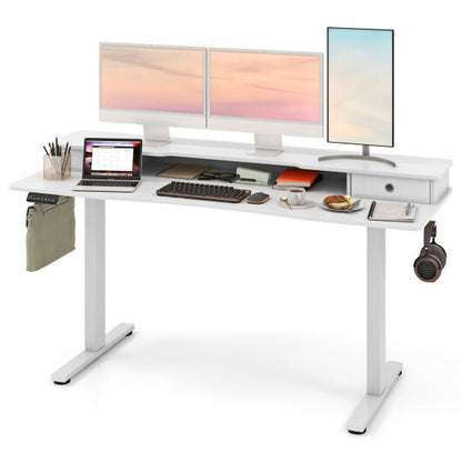 63 Inch x 24 Inch Electric Standing Desk with 2 Drawers-Rustic Brown