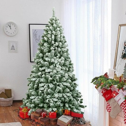 6 Feet Snow Flocked Artificial Christmas Tree Hinged with 928 Tips-3