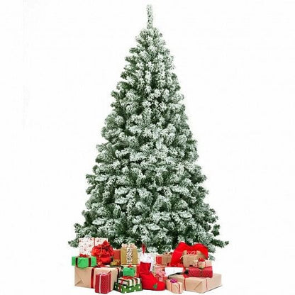 6 Feet Snow Flocked Artificial Christmas Tree Hinged with 928 Tips-2