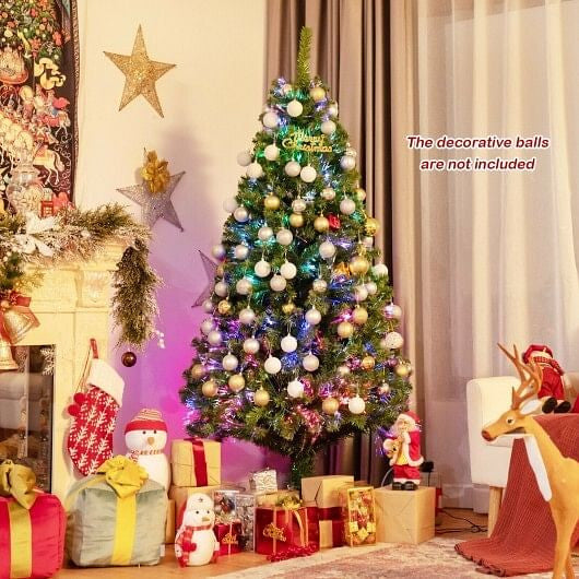 6 Feet Pre-lit Fiber Optic Artificial Christmas Tree with 617 Branch Tips-3