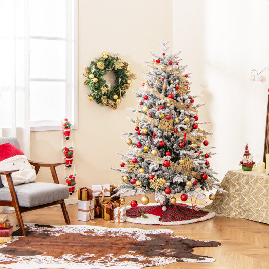 6 Feet Flocked Christmas Tree with 8 Lighting Modes and Multi-Color LED Lights-6 ft - Color: Green - Size: 6 ft