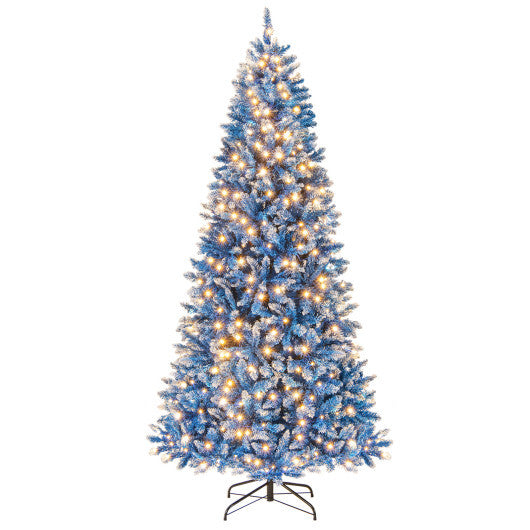 6/7/8/9 FT Artificial Christmas Tree with 767 Snowy Branch Tips-7 FT - Color: Blue - Size: 7 ft