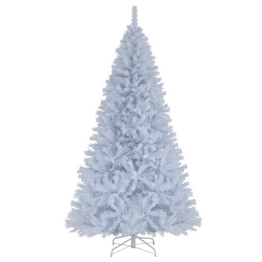 7 Feet Artificial Christmas Tree Hinged Pre-Lit Xmas Tree with 11 Lighting Modes - Color: White - Size: 7.5 ft