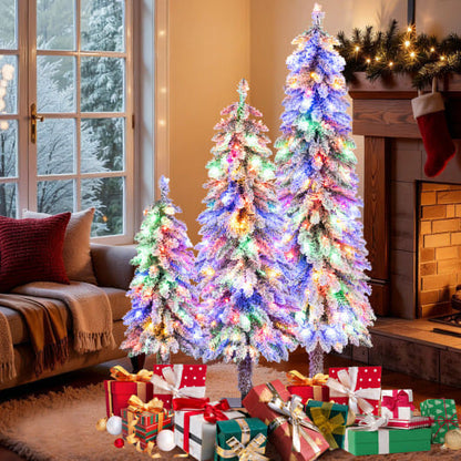 Artificial Christmas Tree Set of 3 with Snow-flocked Branch Tips-0