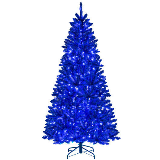 7-Foot Pre-Lit Artificial Christmas Tree – 340 Blue LED Lights, 3 Lighting Modes