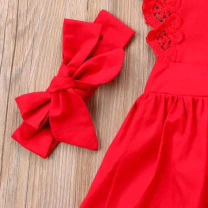 New Arriavl Christmas Ruffle Red Lace Romper Dress Baby Girls Sister Princess Kids Xmas Party Dresses Cotton Newborn Costume