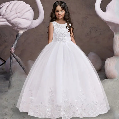 Christmas Girls Long Bridesmaid Dress Elegant Kids Clothes Children Wedding Formal Party Princess Evening 10 12 Years Vestidos