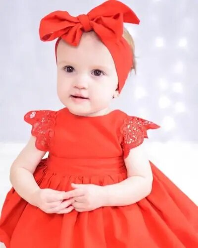 New Arriavl Christmas Ruffle Red Lace Romper Dress Baby Girls Sister Princess Kids Xmas Party Dresses Cotton Newborn Costume