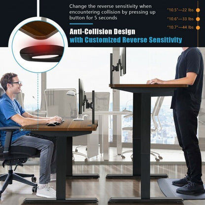 48-inch Electric Height Adjustable Standing Desk with Control Panel-Rustic Brown
