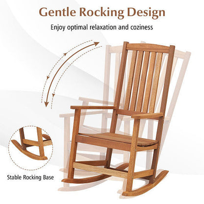 Patio Rocking Chair Ergonomic High-Back Outdoor Rocker with Smooth Rocking Base