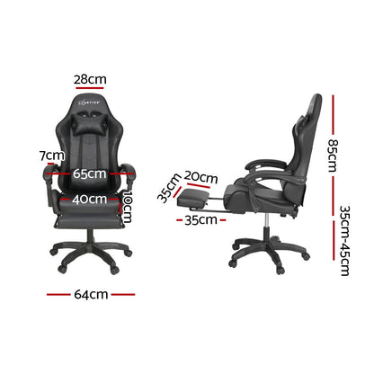 NNEDSZ 6 Point Massage Gaming Office Chair 7 LED Footrest Black-1