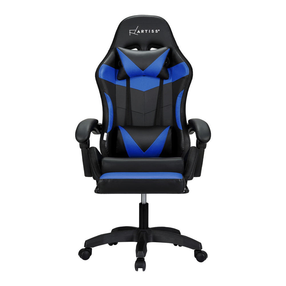 NNEDSZ 6 Point Massage Gaming Office Chair 7 LED Footrest Blue-2