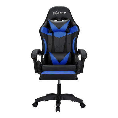 NNEDSZ 6 Point Massage Gaming Office Chair 7 LED Footrest Blue-2